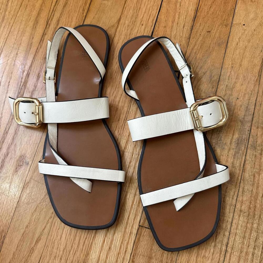 Zara white strappy sandals — Size 40